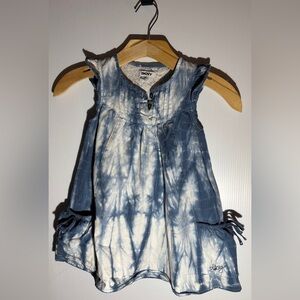 DKNY Blue and White Tie-Dye Dress
